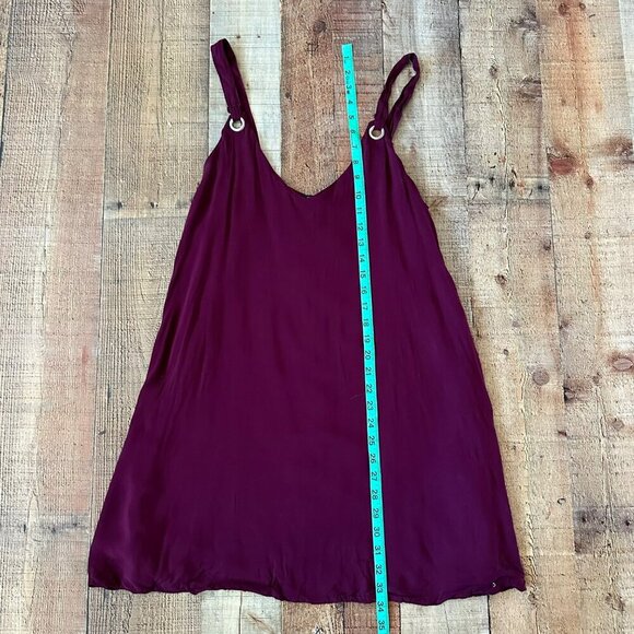 Forever 21 Womens Burgundy Sleeveless Dress With Metal Grommet Straps Size M - Picture 2 of 6